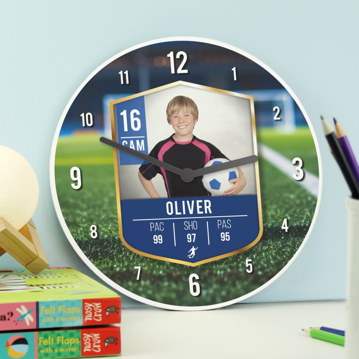 Personalised Football Photo Upload Childrens Clock - image 4