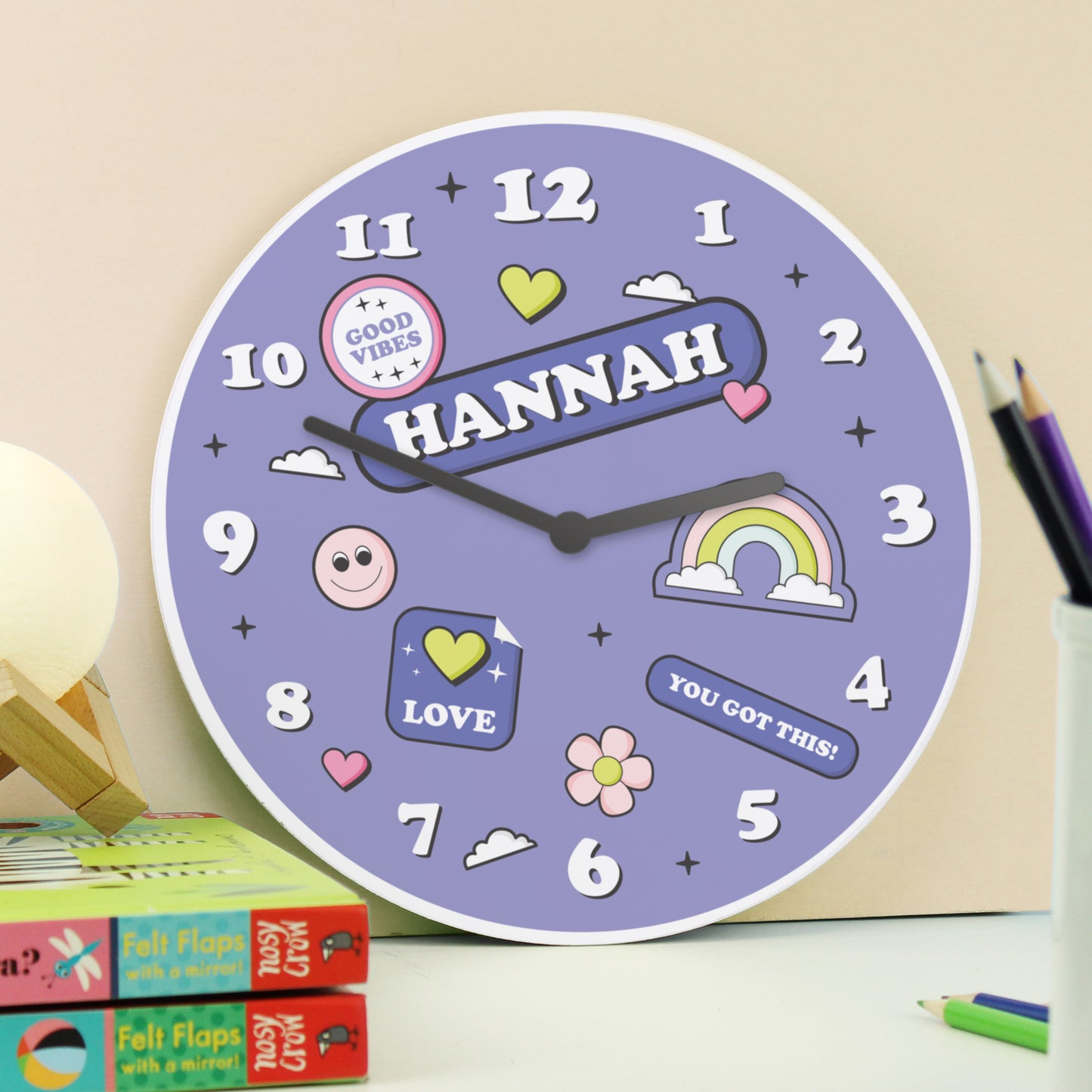 Personalised Positive Vibes Wooden Childrens Clock - image 4