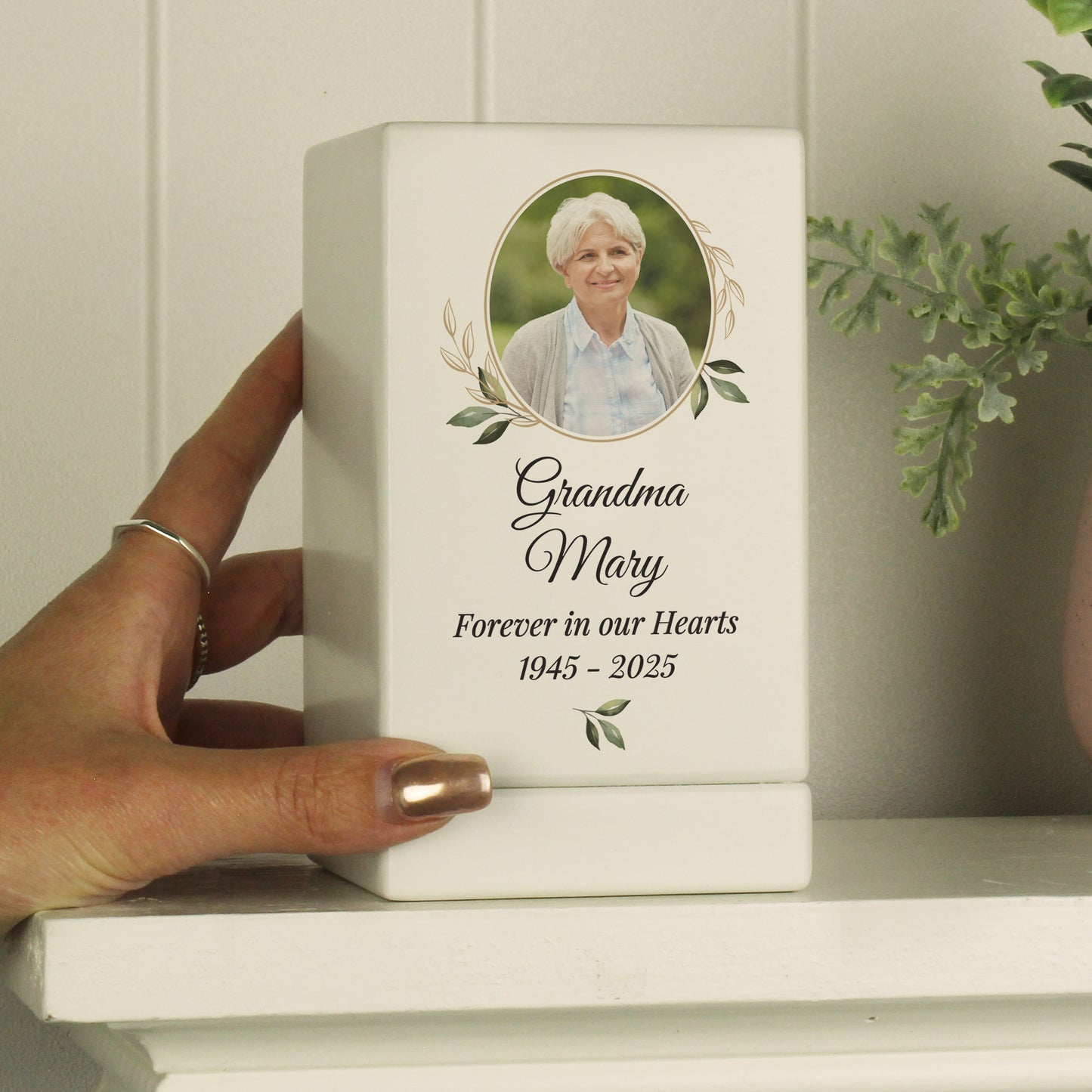 Personalised Photo Upload Small Wooden Urn - image 4