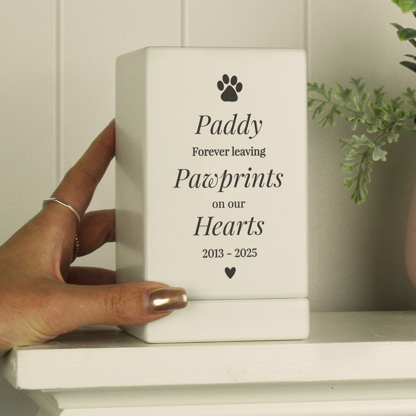 Personalised Pet Pawprints Small Wooden Urn - image 3