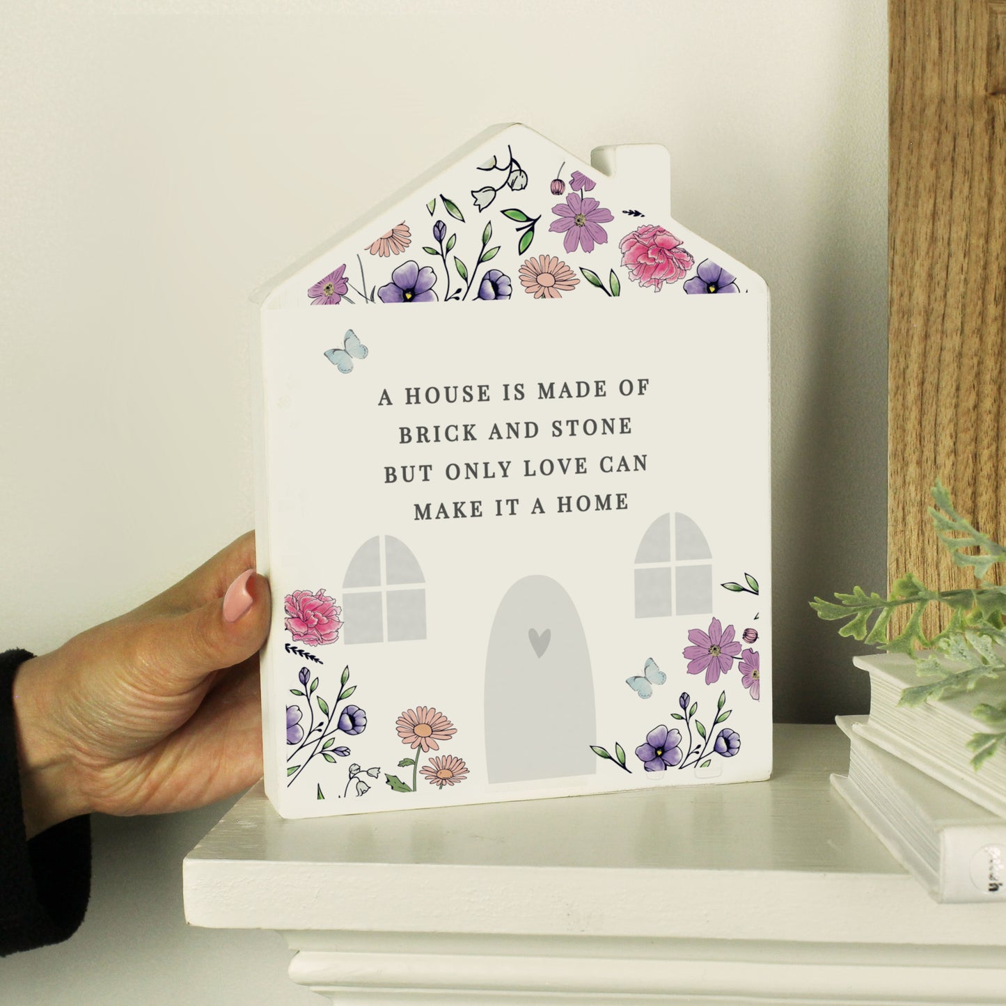 Personalised Wild Flowers Wooden House Ornament - image 4