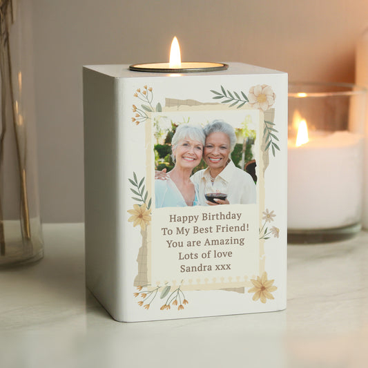 Personalised Wild Flowers Photo Upload Tealight Holder - image 3