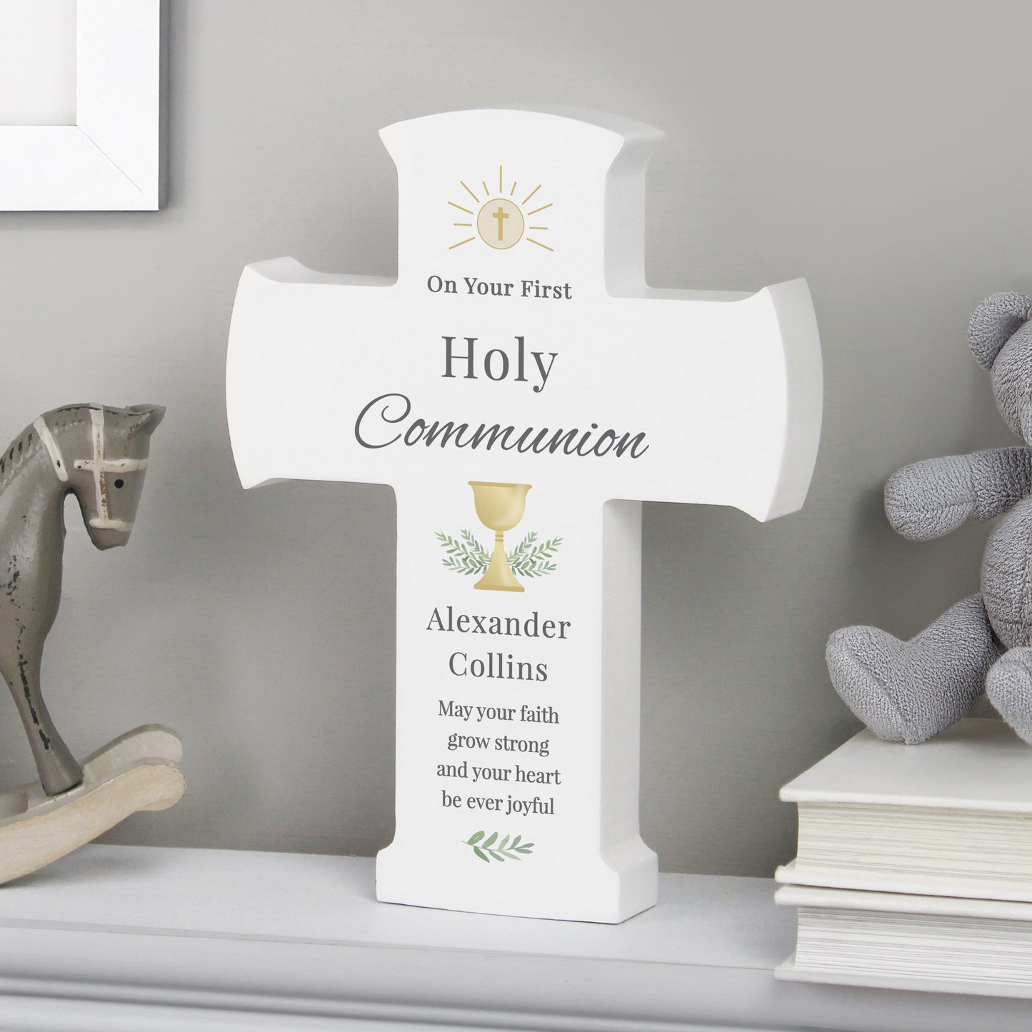 Personalised Holy Communion Cross Wooden Ornament - image 4
