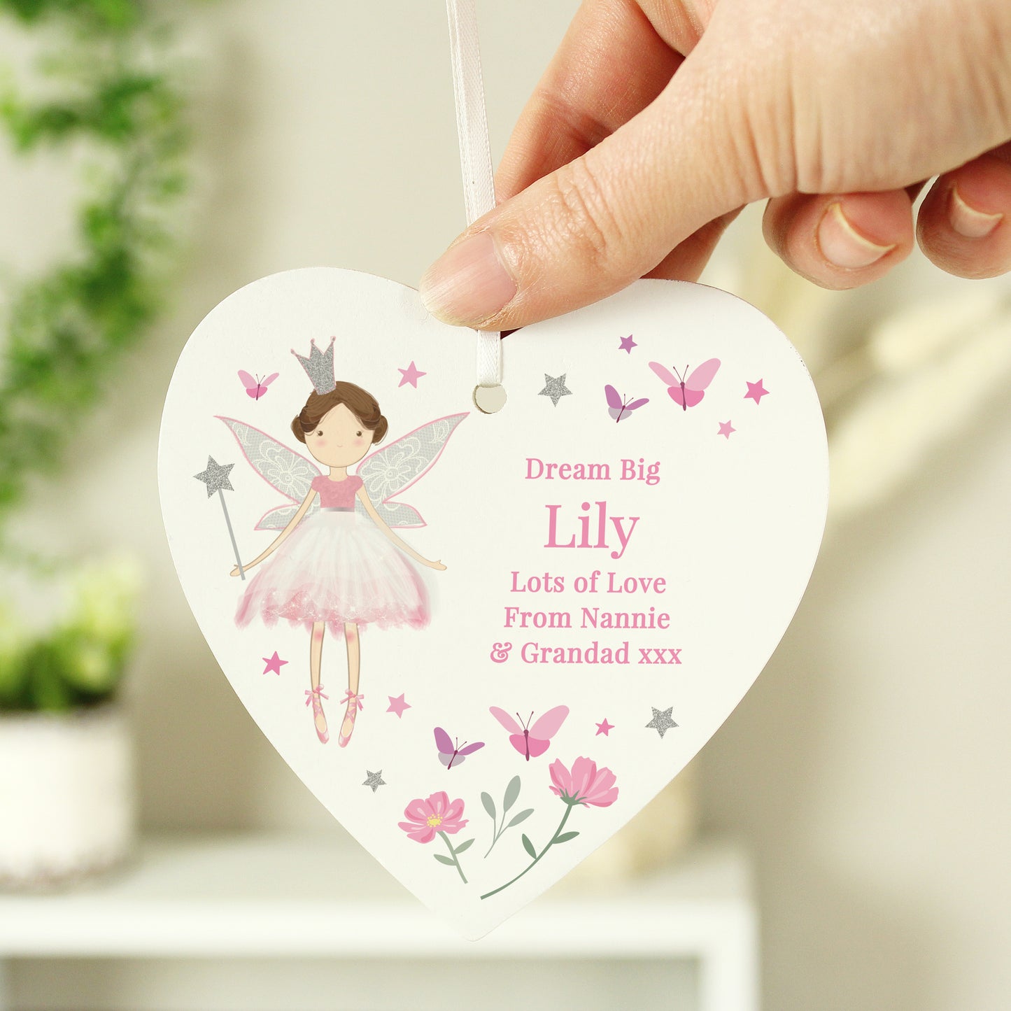 Personalised Fairy Princess Hanging Heart Ornament - image 4