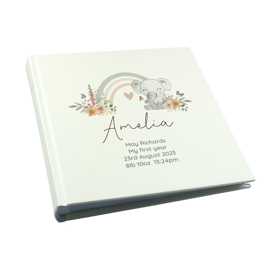 Personalised Floral Elephant Square Photo Album - image 5