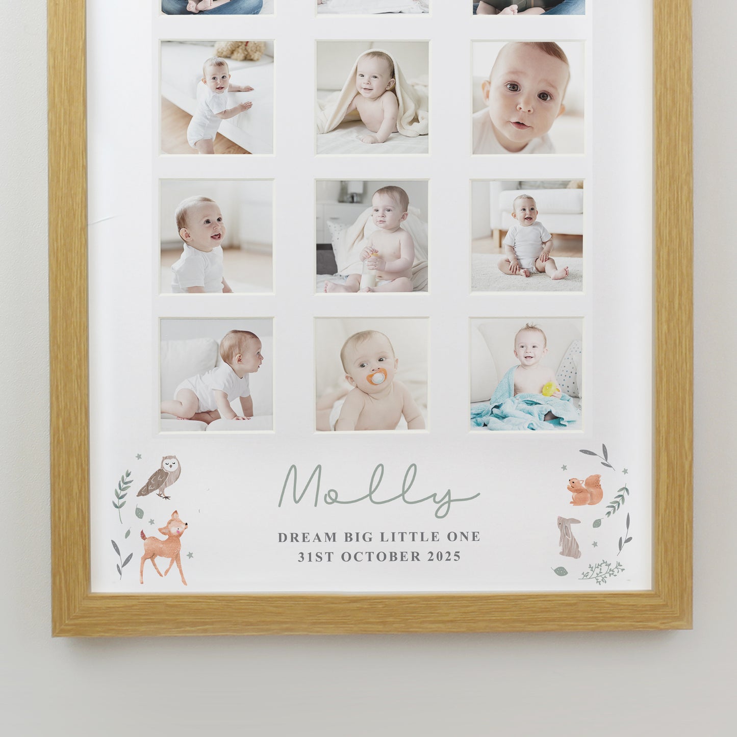 Personalised Woodland Animal Oak Multi Photo Frame - image 6