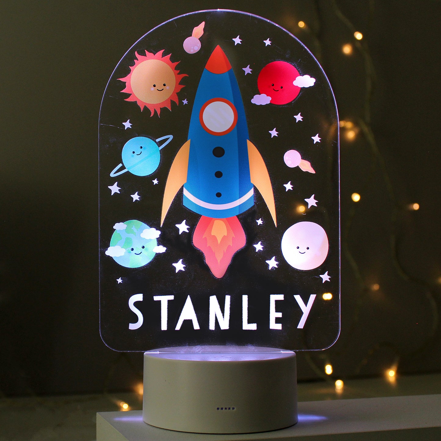 Personalised Space Rocket LED Colour Changing Night Light - image 6