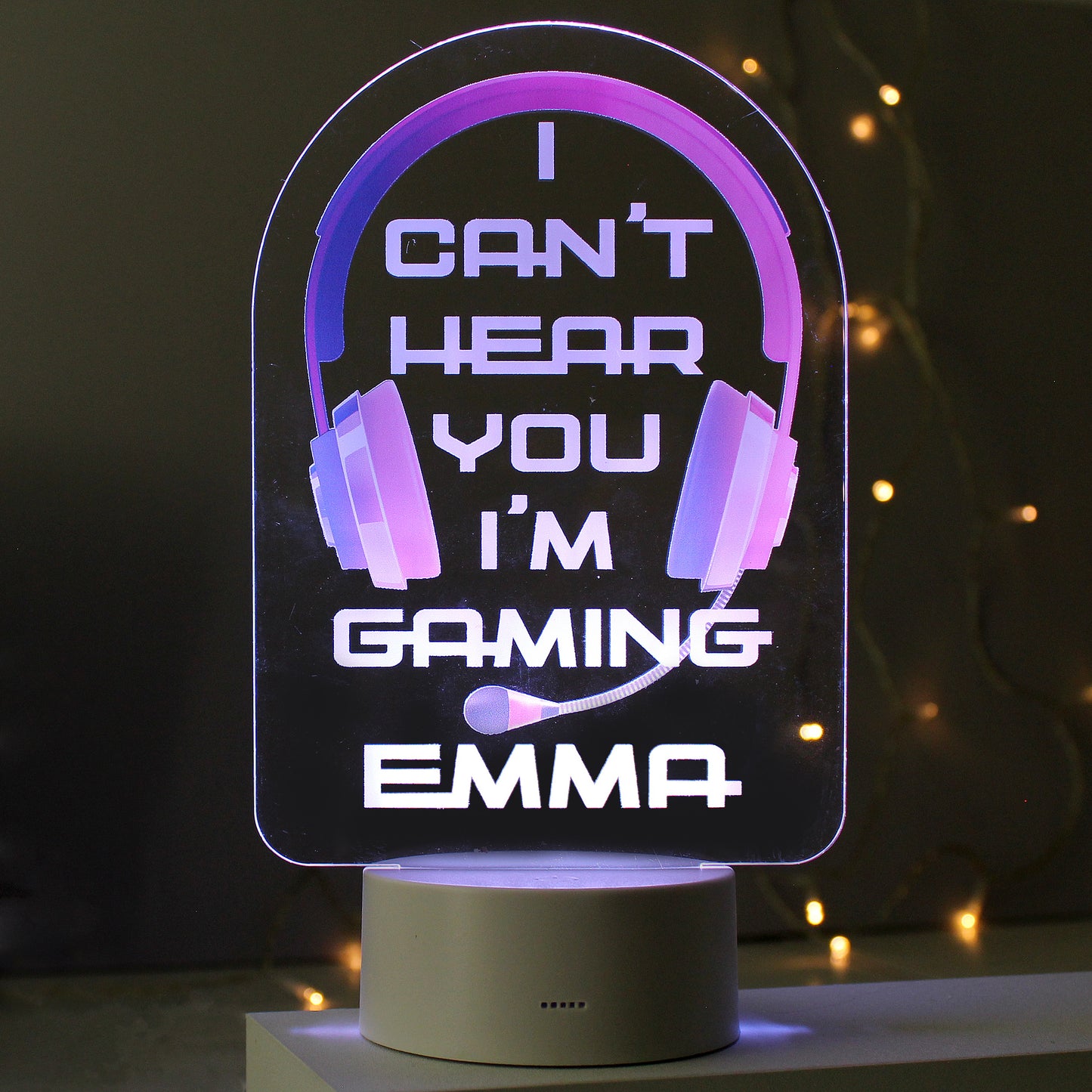 Personalised Pink Gaming LED Colour Changing Night Light - image 3