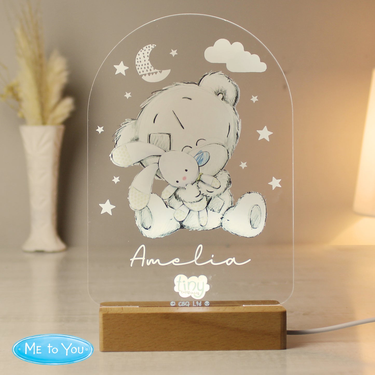 Personalised Tiny Tatty Teddy Wooden Based LED Light - image 9