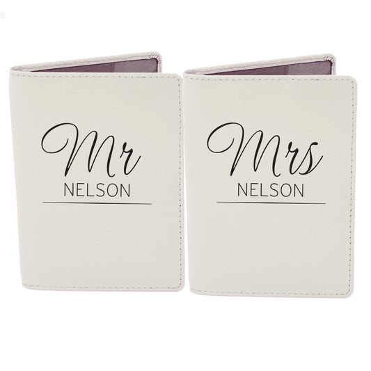Personalised Classic Mr & Mrs Cream Passport Holders - image 2