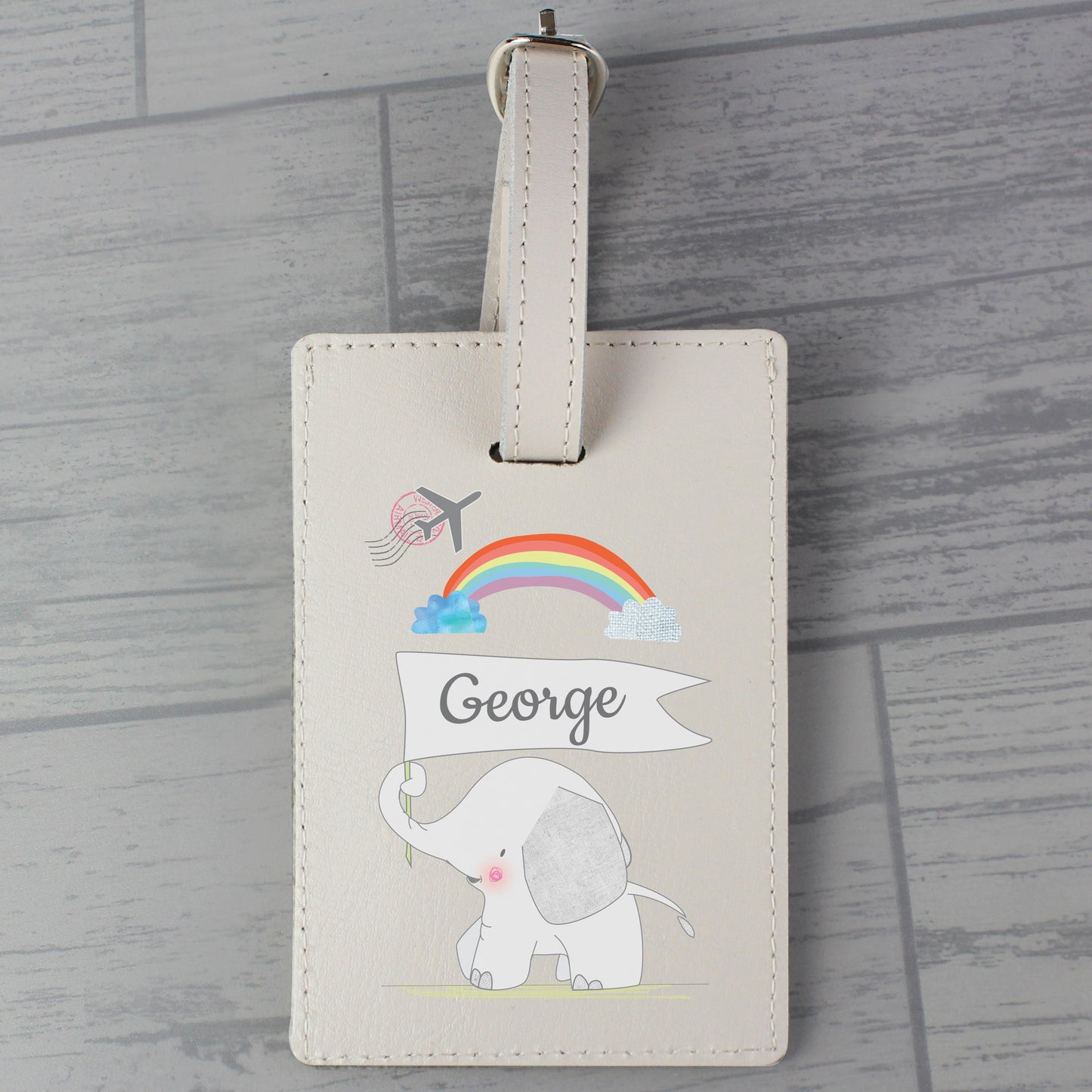 Personalised Hessian Elephant Cream Luggage Tag - image 3