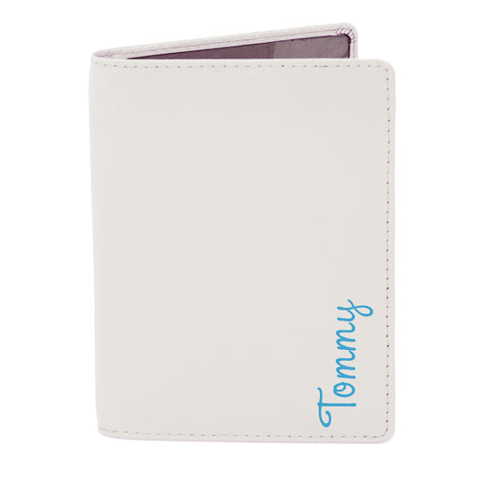 Personalised Blue Name Cream Passport Holder - image 2