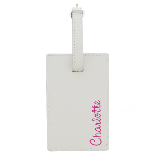 Personalised Pink Name Cream Luggage Tag - image 2