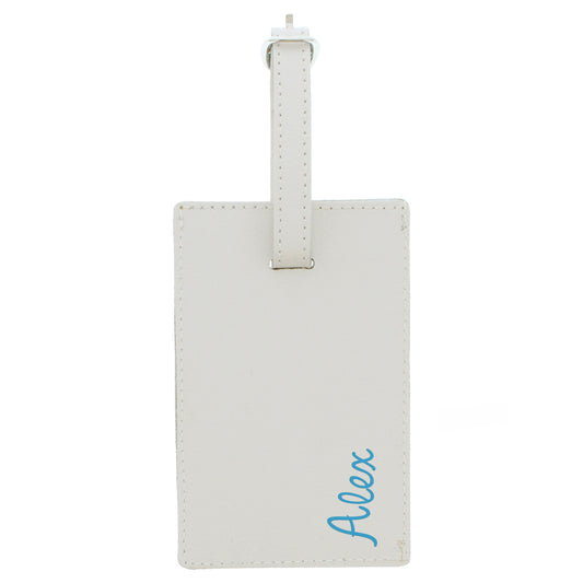 Personalised Blue Name Cream Luggage Tag - image 2