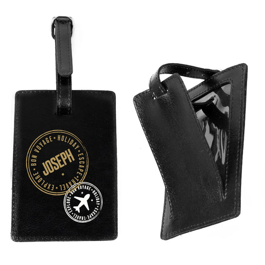 Personalised Stamped Black Luggage Tag - image 2