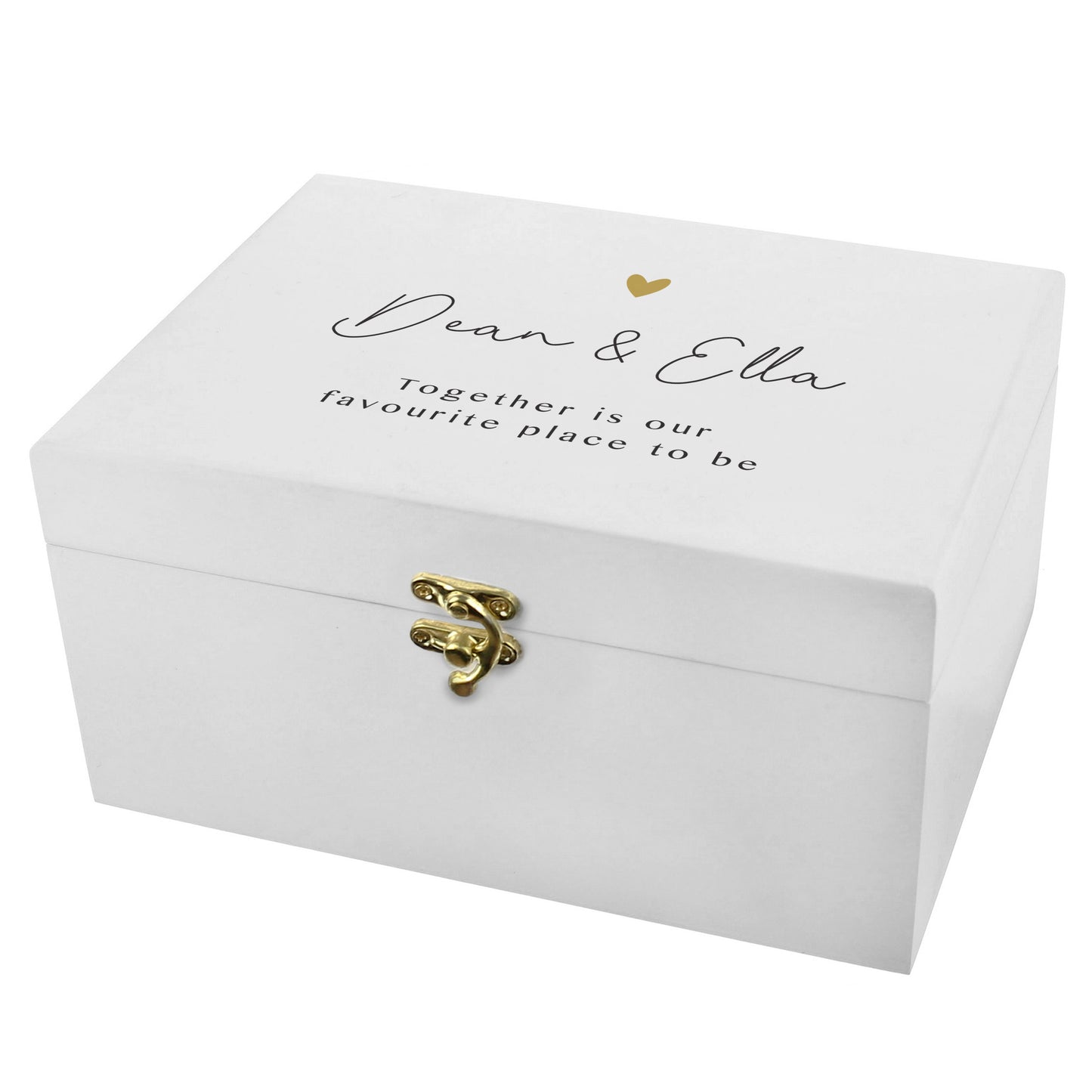 Personalised Gold Heart White Memory Box - image 5