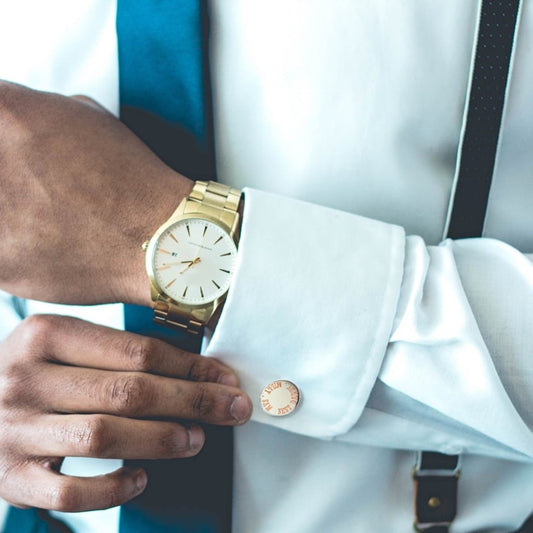 Personalised Border round cufflinks with example engraving