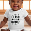 Personalised Black & White I Love My Daddy Baby Grow, Vest or Bib with Name