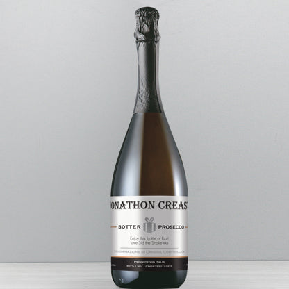 Personalised Contemporary Silver Label Prosecco from Heartfelt Gifts