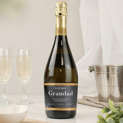 Personalised Classic Black Label Prosecco from Heartfelt Gifts