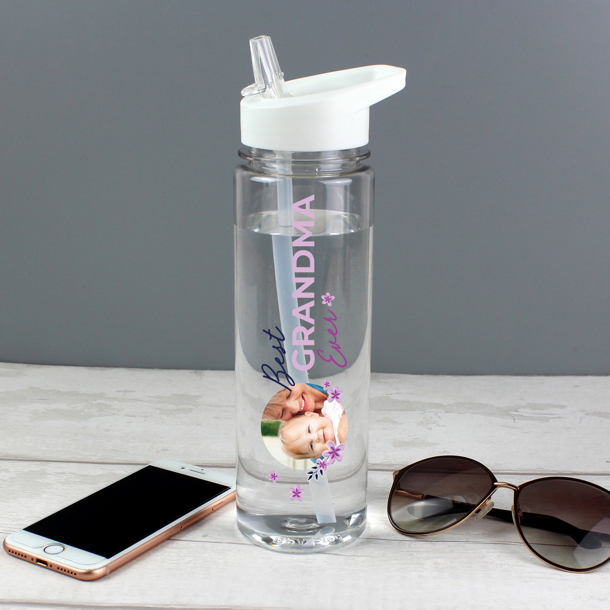 Personalised Floral Best Ever Photo Upload Water Bottle from Heartfelt Gifts