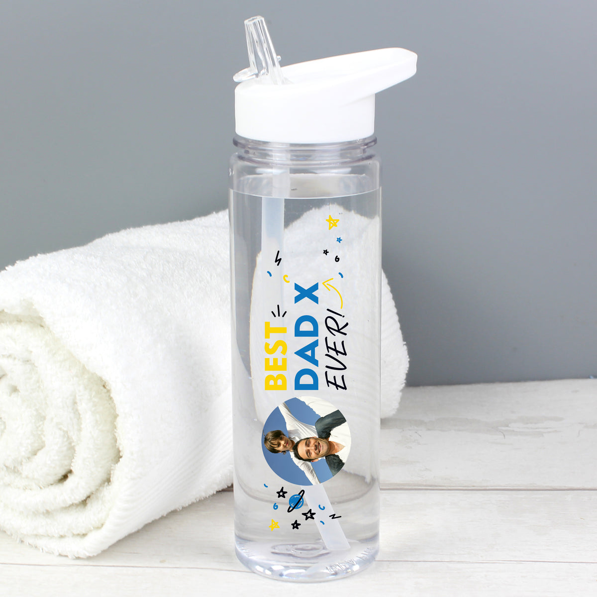 Best Ever photo water bottle – baby photo example