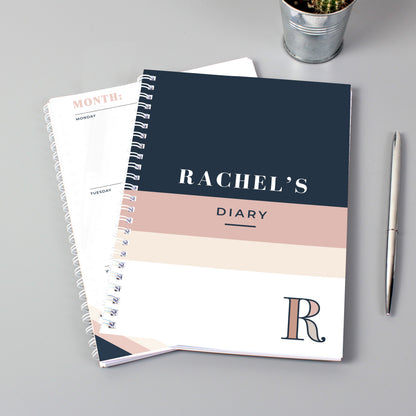 Personalised Free Text Navy & Blush A5 Diary from Heartfelt Gifts