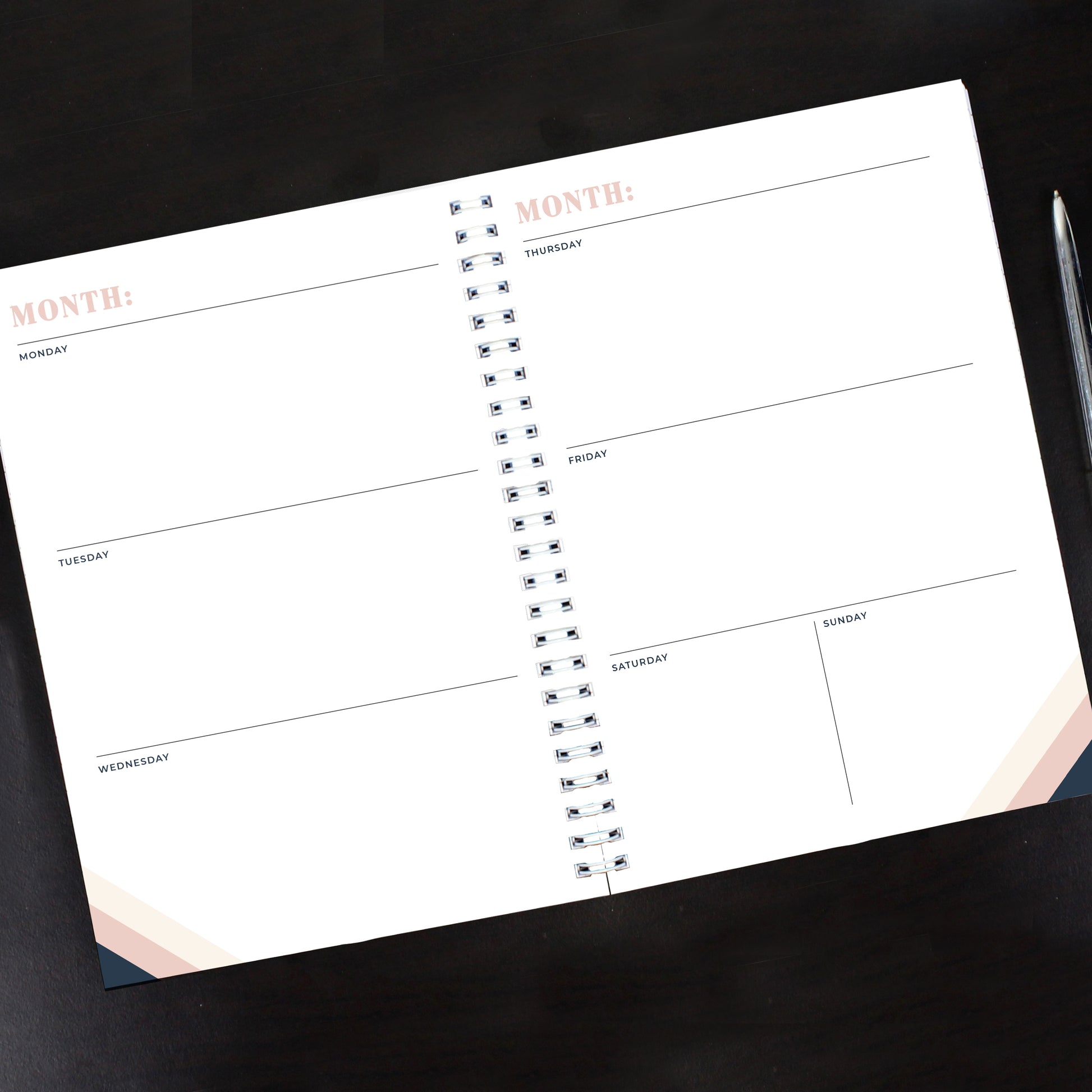 Personalised Free Text Navy & Blush A5 Diary - image 3