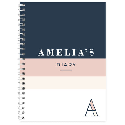 Personalised Free Text Navy & Blush A5 Diary - image 4