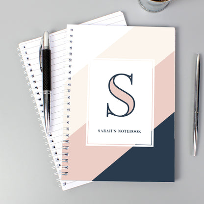 Personalised Free Text Navy & Blush A5 Notebook from Heartfelt Gifts