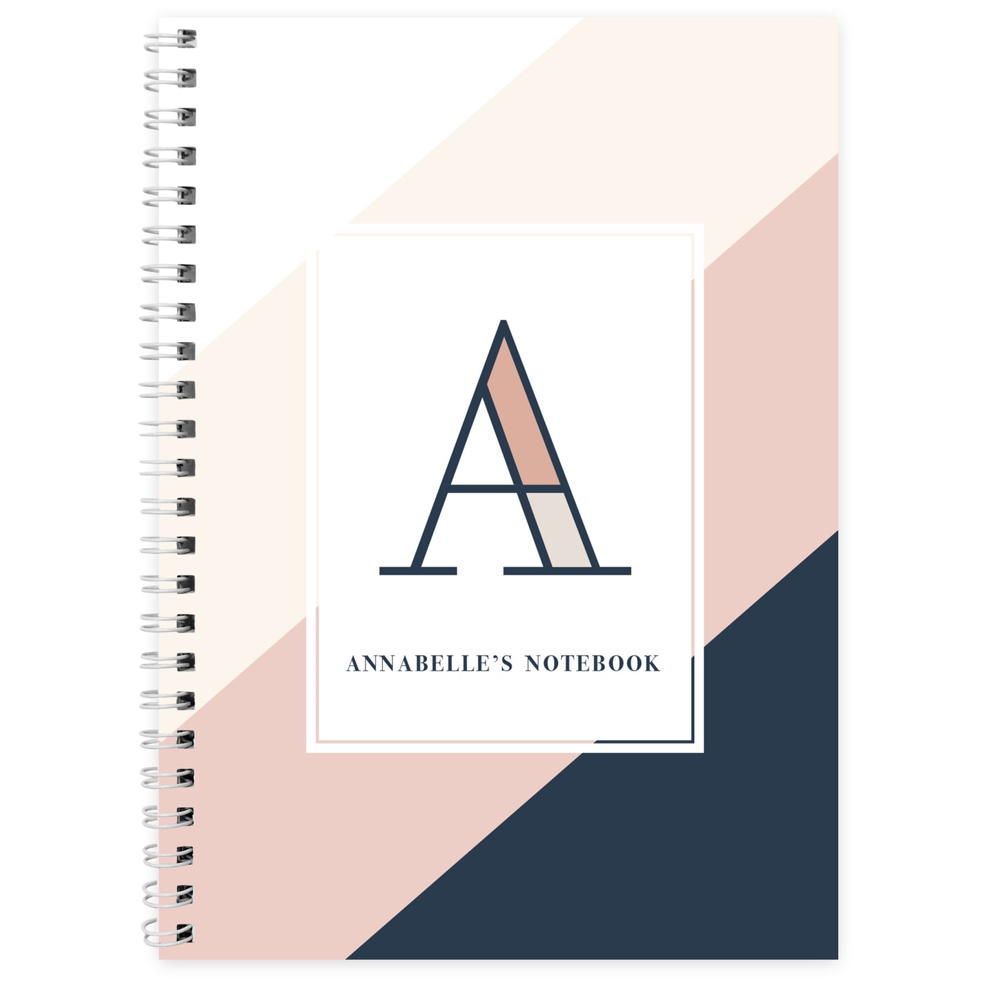 Personalised Free Text Navy & Blush A5 Notebook - image 2