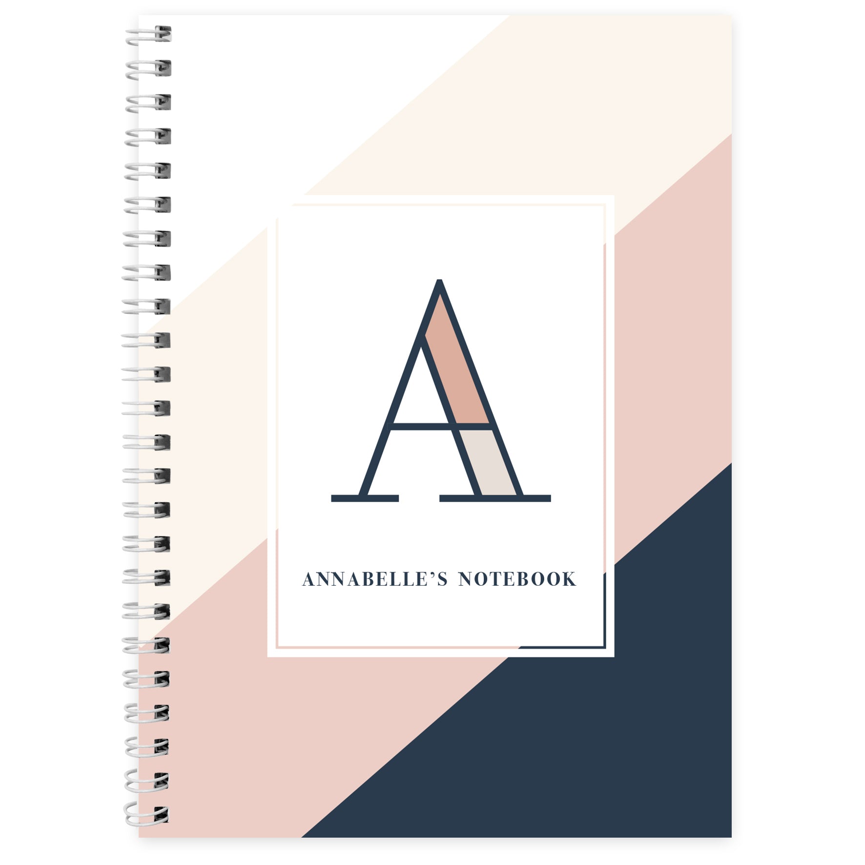 Personalised Free Text Navy & Blush A5 Notebook - image 2