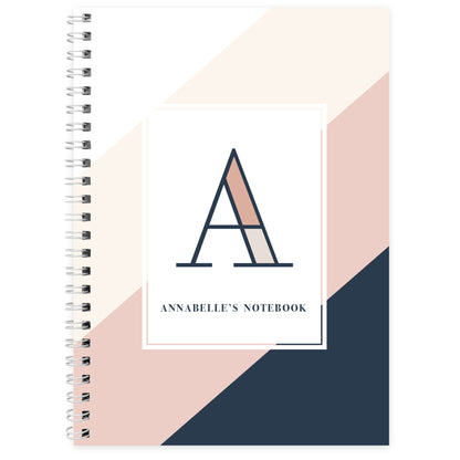 Personalised Free Text Navy & Blush A5 Notebook - image 2