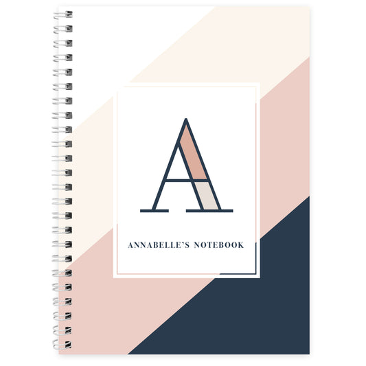 Personalised Free Text Navy & Blush A5 Notebook - image 2