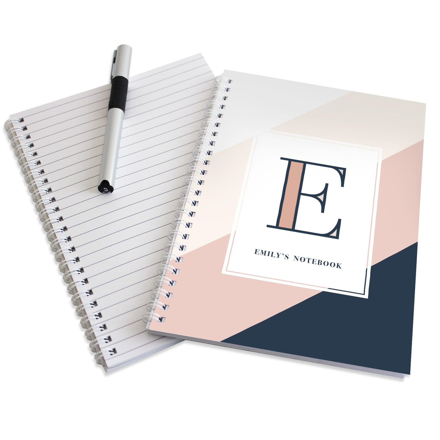 Personalised Free Text Navy & Blush A5 Notebook - image 3