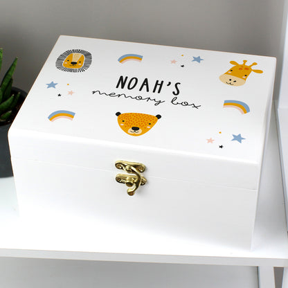 Personalised Safari Animal White Wooden Keepsake Box - image 4