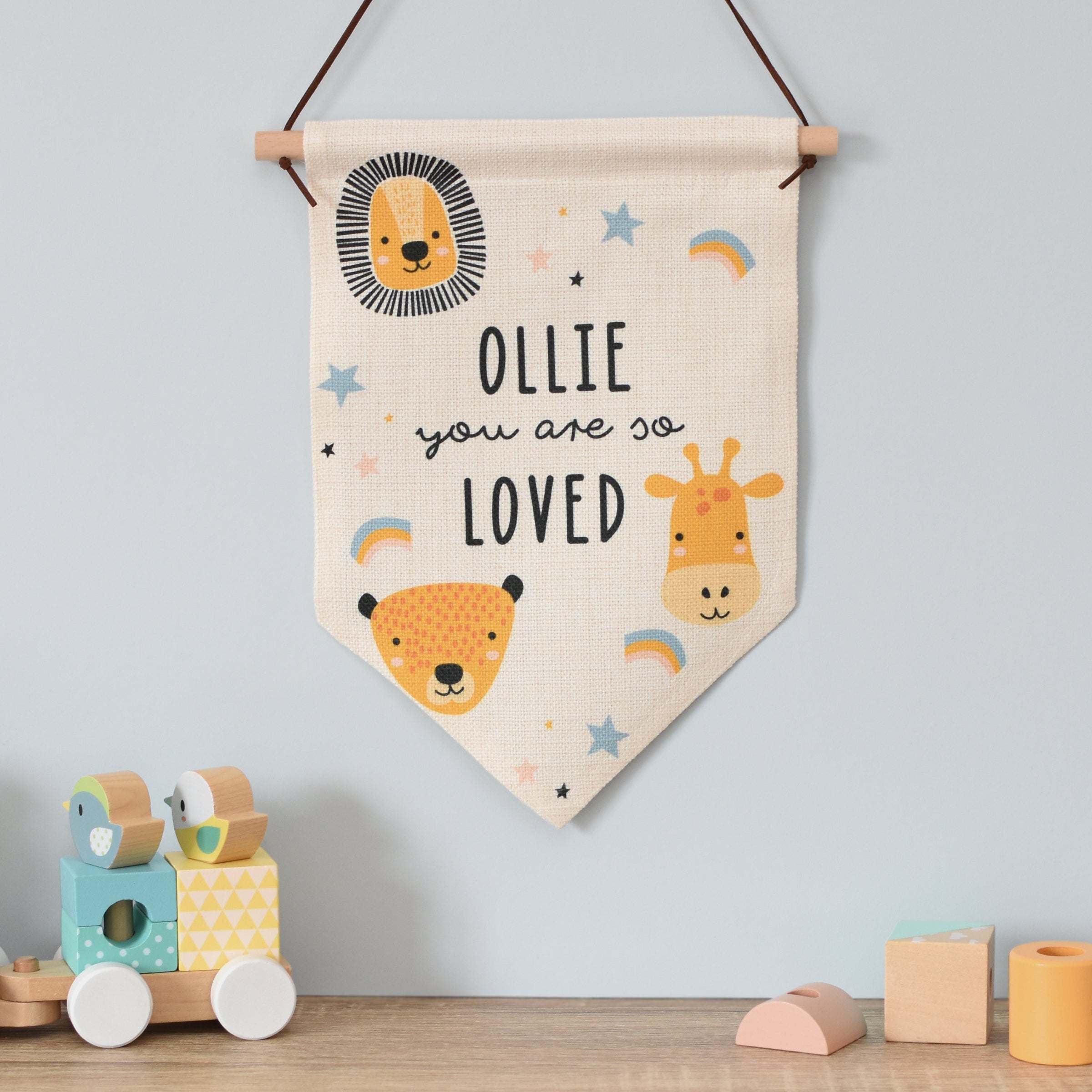 Personalised Scandi Safari Animals Hanging Banner from Heartfelt Gifts