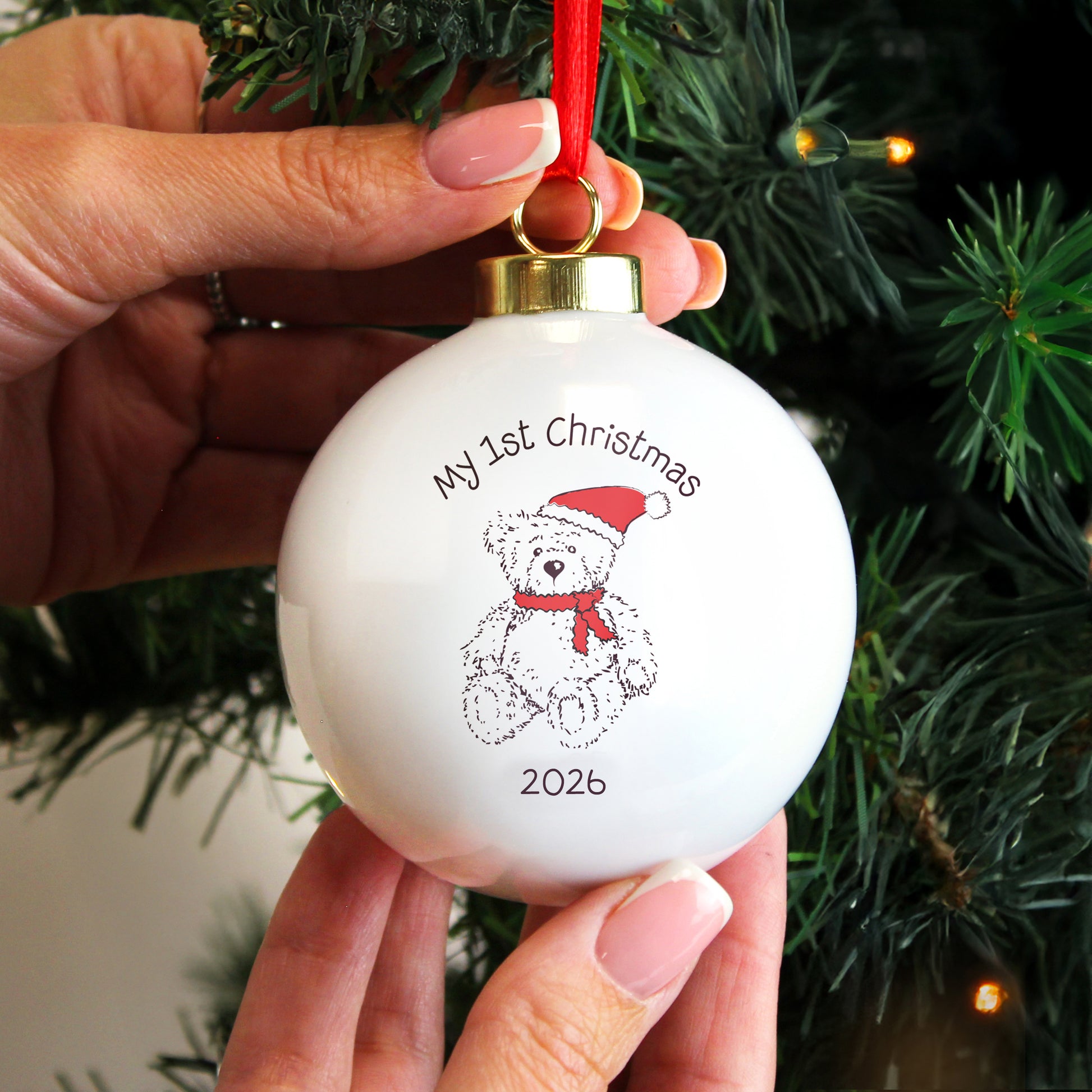 Personalised My 1st Xmas Teddy Bear Bauble from Heartfelt Gifts