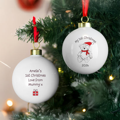 Personalised My 1st Xmas Teddy Bear Bauble - image 3