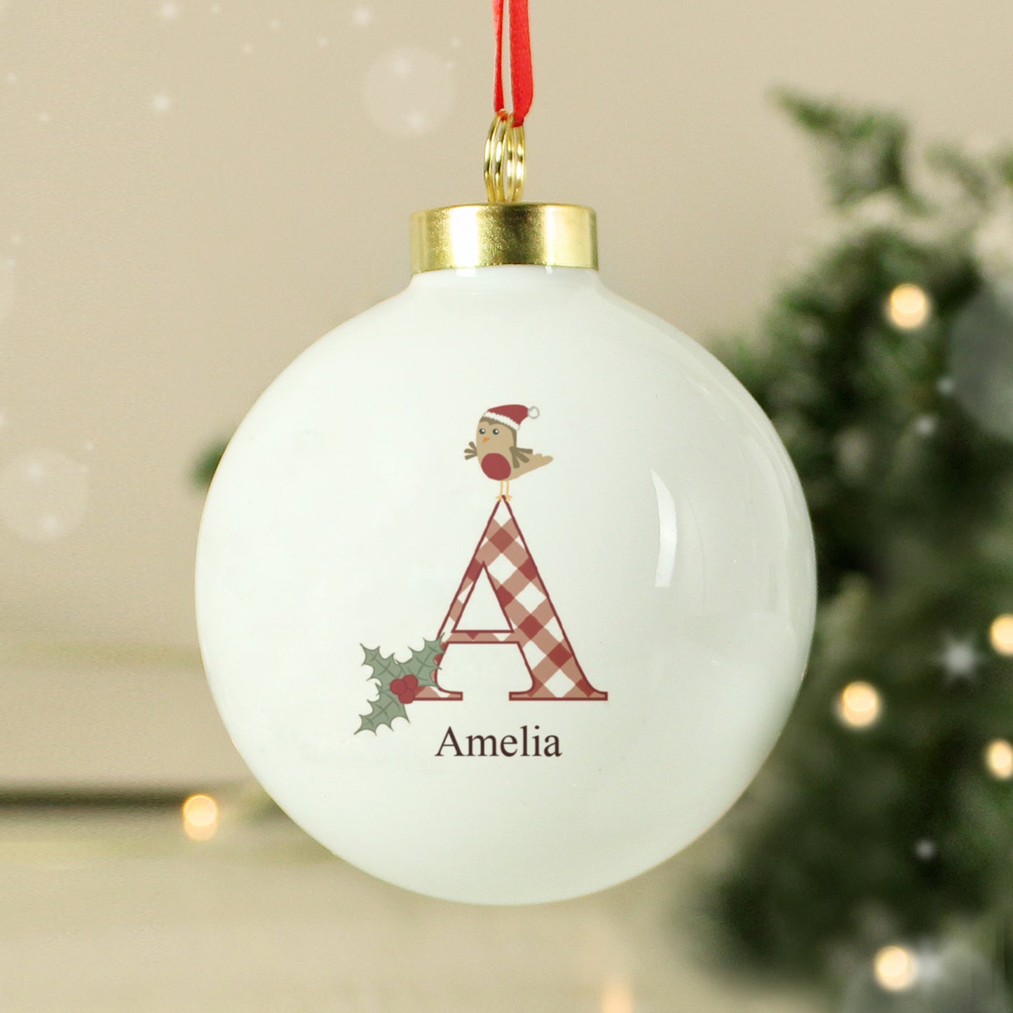 Personalised Initial Little Robin Bauble from Heartfelt Gifts