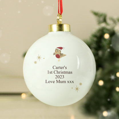 Personalised Initial Little Robin Bauble - image 2