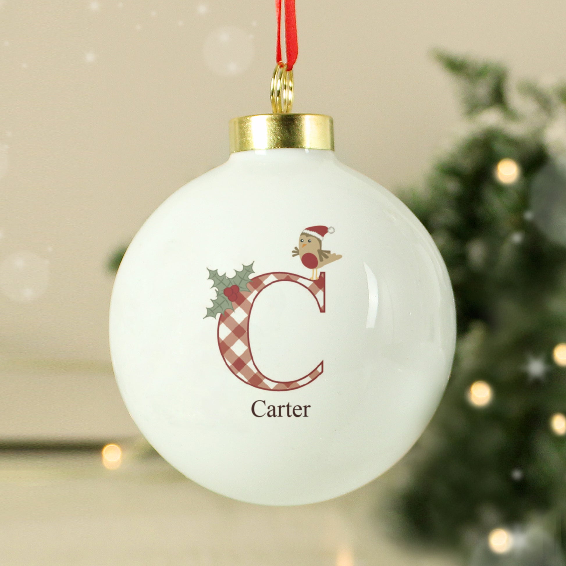 Personalised Initial Little Robin Bauble - image 3