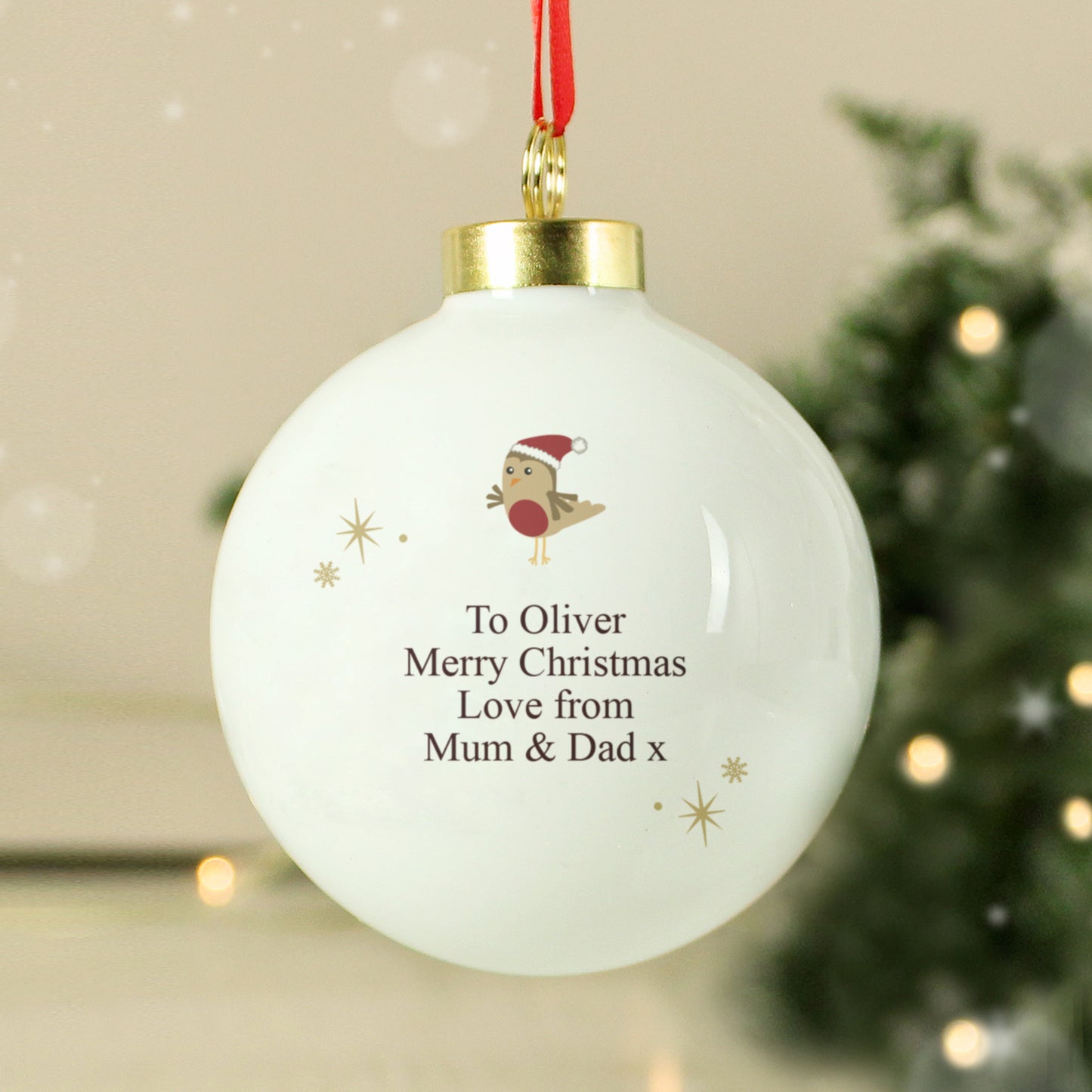Personalised Initial Little Robin Bauble - image 4