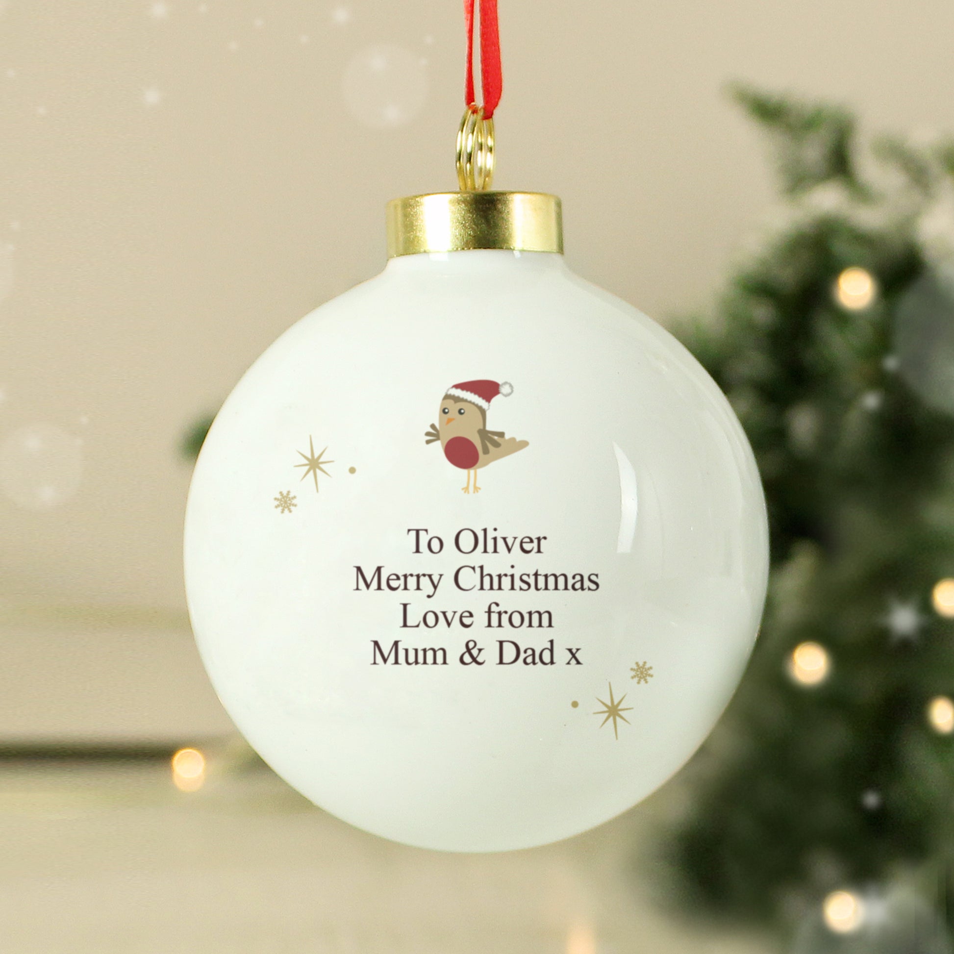 Personalised Initial Little Robin Bauble - image 4