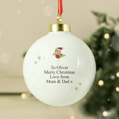 Personalised Initial Little Robin Bauble - image 4