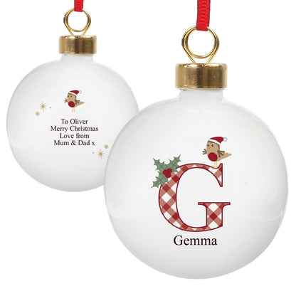 Personalised Initial Little Robin Bauble - image 5