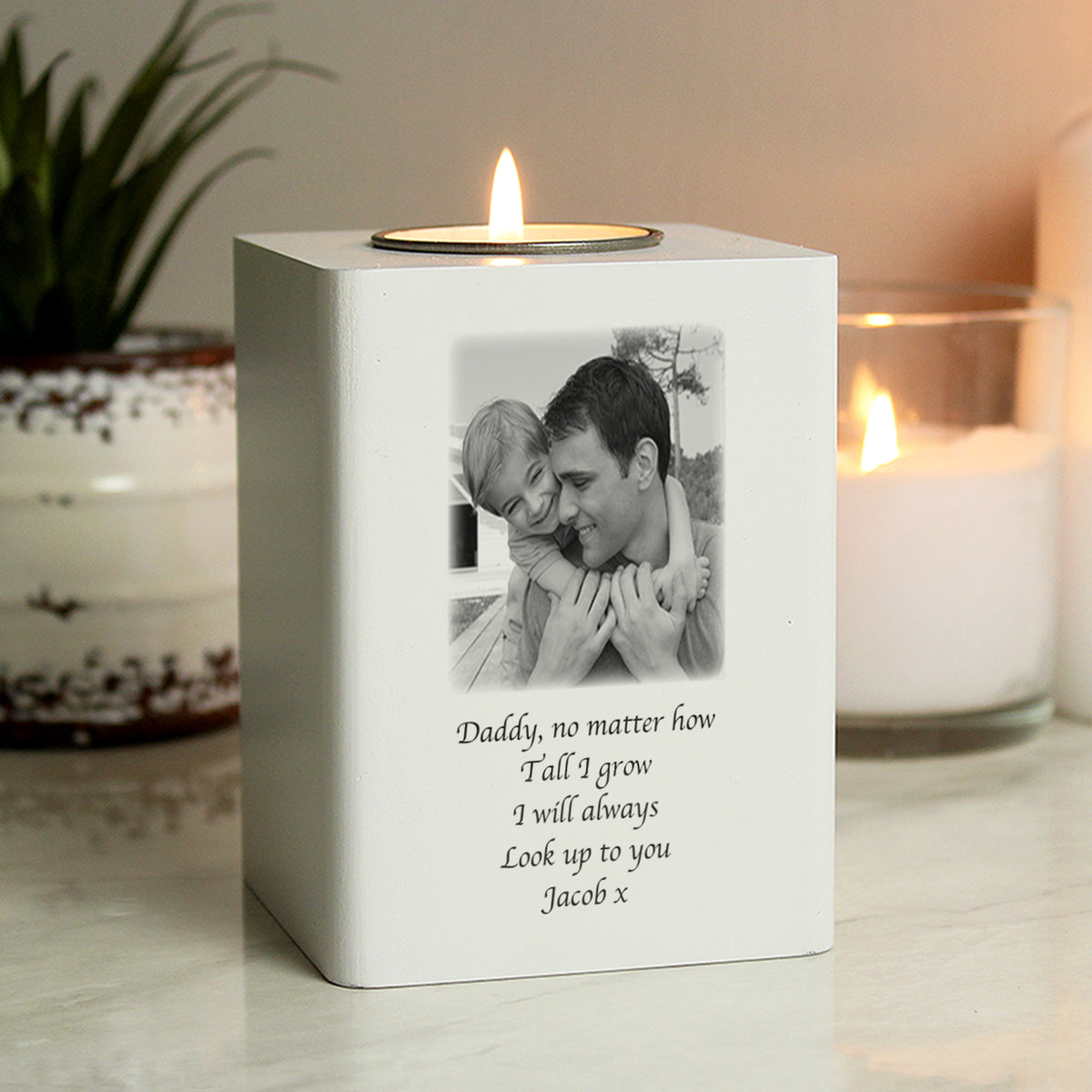 Photo wooden tea light holder – additional family example