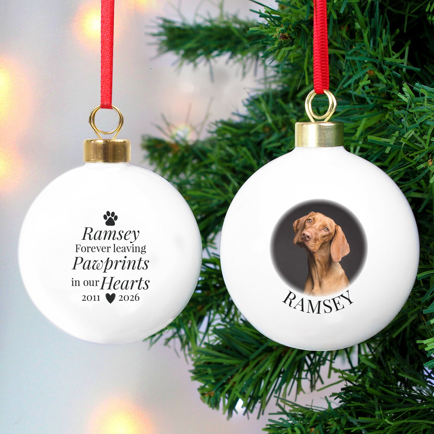 Personalised Paw Print Memorial Photo Upload Bauble from Heartfelt Gifts