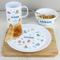 Personalised Dinosaur Plastic Breakfast Set from Heartfelt Gifts