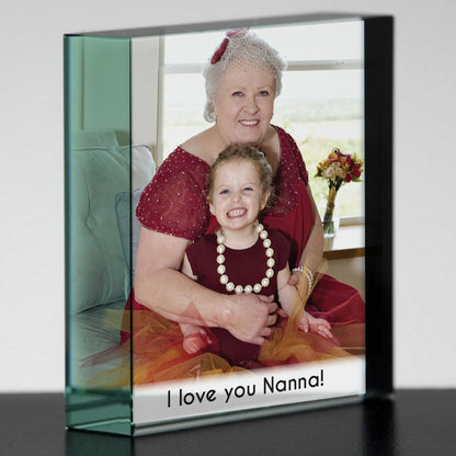 Personalised crystal photo token with a family portrait